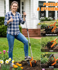 Person using 2 In 1 Garden Cultivator And Weeder with Upgraded Triangle Hoe and Adjustable Long Handle for lawn care.