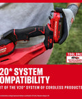 Person holding V20 Brushless Cordless Hedge Trimmer 22 Inch With Hedge Sweep Attachment Lightweight Bush Trimmer Tool Only