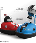 Road Rage Remote Control Bumper Cars For Kids Ages 6 And Up Two Player Head To Head Battle With Ejecting Drivers Realistic Sounds And Lights Indoor Fun Mini RC Cars, featuring red and blue cars with ejected driver figure.