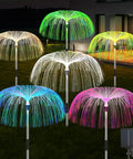 Solar Jellyfish Garden Lights 6 Pack Waterproof Outdoor Pathway Lawn Decor With 7 Color Changing Optical Fiber Bodies on lawn