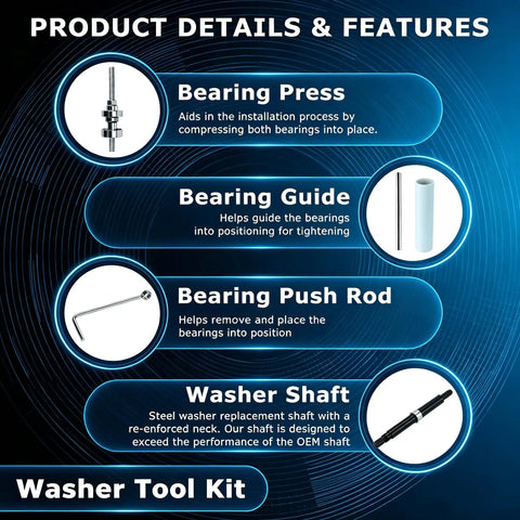 W10435302 Tub Seal And Bearing Kit With Drive Shaft Replacement For Whirlpool Cabrio Maytag Bravos Xl Kenmore Oasis Top Load Washer tools display