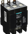 Image of BQD390 90 Amp Three Pole Bolt-In Breaker For 480Y/277V AC, 14KAIC, UL Listed, showing black panel mount with three poles.
