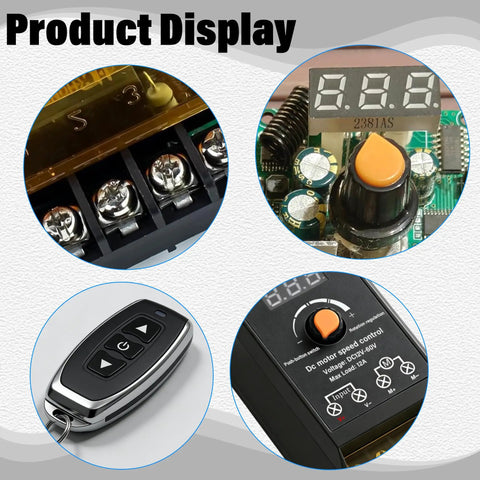 Universal Motor Speed Controller For 12V To 60V Systems With 12A Max Includes 2 Remote Controls DIY Ready Perfect For Motors LEDs And Fans 433MHz Wireless RF Switch Compact 100x50x36mm Receiver For Tight Spaces, black DC control module and remote