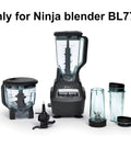 BL770 64 Oz Food Processor Replacement Parts Kit With Bowl, Lid And Blade, OEM Quality Replacement Set displayed with blender