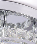 Modern LED Crystal Chandelier Ceiling Light Fixture Square Flush Mount Pendant Lamp close-up of K9 crystals