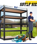 Beefy Heavy Duty 5 Tier Garage Shelving Unit Set Black With 410 Lb Per Shelf 2050 Lb Total Capacity Boltless Steel Racks