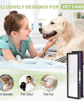FLT5250PT Replacement Filter For GermGuardian Pet HEPA Air Purifier with child and dog in background showing pet-friendly use