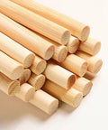 Top Shelf 1/4 Inch Bamboo Dowel Rods 17.5 Inches Long Unfinished Craft Sticks stacked together showing smooth ends.