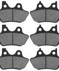 Harley Front And Rear Brake Pad Set Semi-Metallic For Touring Electra Glide Ultra Classic Road King Classic And Dyna Models Includes 3 Pairs Of Disc Pads 97.5 X 64 X 8 Mm, showing six pads