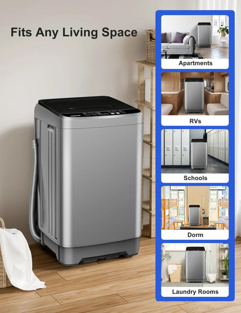 Portable Washing Machine 2 In 1 Compact Washer Built In Drain Pump 1.7 Cu Ft in a cozy apartment setting, suitable for various spaces.