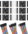 DRV8833 DC Motor Driver Controller Board Six Pack With Dual H Bridge 1.5A Output For DIY Arduino Robots And Breadboard Jumper Wires Kit Multicolored Dupont Cables, six black modules with rainbow jumper wires