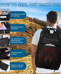 Man wearing 20L Waterproof Dry Bag Backpack With Waist Pouch And Phone Case For Kayaking And Boating, hiking in nature