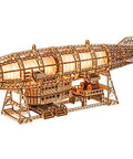Luminous Zeppelin LED 3D Wooden Puzzle Kit For Adults, Hands On Vintage Airship Model With Moving Propellers And Tail, 487 Laser Cut Pieces