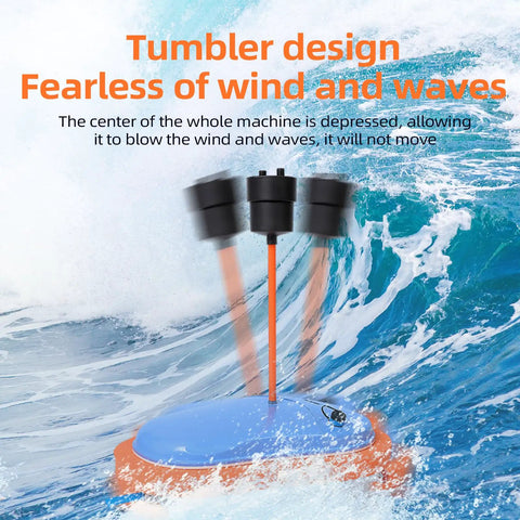 Rechargeable Scuba Diving System with Waterproof Air Compressor on wave, showcasing tumbler design stability in wind and waves.