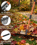 63 Inch Heavy Duty Bow Rake With 17 Tine Metal Head And Adjustable Handle For Lawn Care leaves grass cleanup
