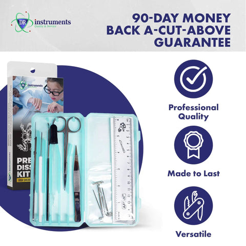 Pro Grade Dissection Kit For Biology Lab 25-Piece Stainless Steel Tools With Extra Blades And T-Pins Sharp Scissors And Scalpel Autoclavable Case In Assorted Colors Perfect For Students And Faculty, open case view