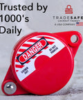 Gate Valve Lockout Kit Two Pack Valve Lockout Device For One Inch To Two And A Half Inch Diameter Handles OSHA compliant red device
