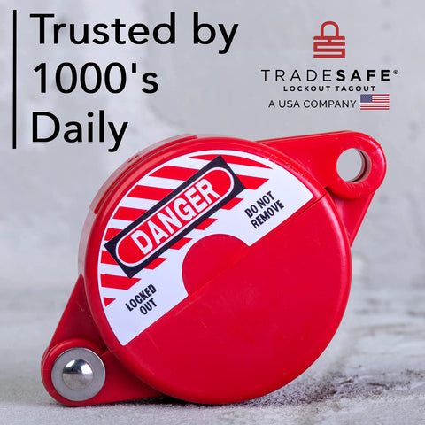 Gate Valve Lockout Kit Two Pack Valve Lockout Device For One Inch To Two And A Half Inch Diameter Handles OSHA compliant red device