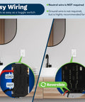 Motion Sensor Switch With Ambient Light Detector And Occupancy Modes showing easy wiring and reversible design near bathroom sink