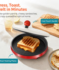 Cachoo 3-in-1 Electric Griddle And Sandwich Maker With Nonstick Coating sandwich grilling on dual heating plates