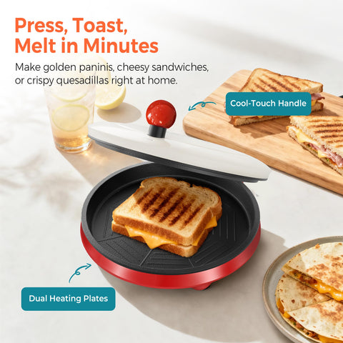 Cachoo 3-in-1 Electric Griddle And Sandwich Maker With Nonstick Coating sandwich grilling on dual heating plates