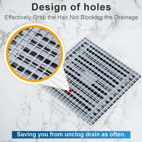 Disposable Shower Drain Hair Catcher Pack 25 Mesh Discs 4.1 Inch Hair Catchers showcasing hole design for effective clog prevention.