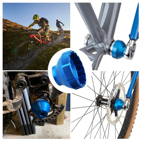 BBT 69.2 16 Notch 44mm Bottom Bracket Tool Fits 16 Notch Cups For Bicycle Maintenance, shown in blue CNC aluminum use.