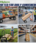 Beefy Aluminum 4 In 1 Convertible Hand Truck Dolly With Four Smooth Wheels And Heavy Duty Frame Built For No Sweat Household Moves in supermarket, farm, logistics, and warehouse settings.