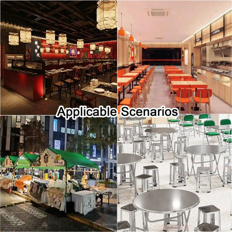 Ultra Strong Stainless Steel Folding Work Table With Thick Silicone Floor Pads And Premium Brushed Finish X Beam Reinforcement for multiple dining scenarios.