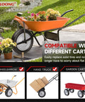 Solid Tire And Wheel Kit For Wheelbarrows And Garden Carts With 14.5 Diameter Flat Free Tire, suitable for various carts