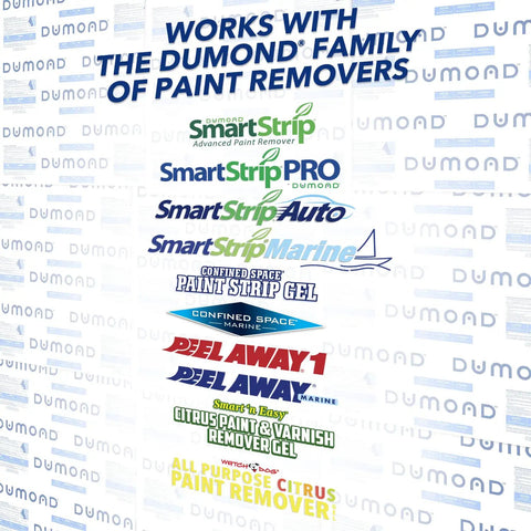 Product compatibility with Dumond family of paint removers for Laminated Paper For Paint Removers Keeps It Wet, Extends Life.