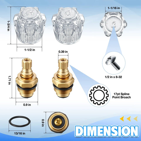 DIY Faucet Stem and Handle Replacement Kit for Phoenix Mobile Home Faucets Brass Shower Stem dimensions and parts