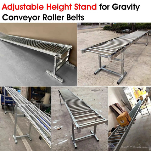 No Fuss Adjustable Conveyor Stand Brackets Heavy Duty Stainless Steel Unloading Roller System Supports Quick Set Dock Leveling Legs For Warehouse Lines 6 Pack 440 Lb Capacity