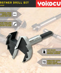 16 Piece Forstner Bit Set With Hex Shank Design, close-up of a drill bit showing sharp blades for clean holes in wood.