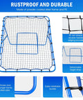 5x4Ft Rebounder Net For Volleyball Baseball Softball And Lacrosse With Quick Adjustments, Multi Angle Targets, Beefy Steel Frame