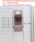 Tough As Nails No Mess Bird Cage Feeder Crack Resistant Seed Catcher installation on a birdcage measuring 3.15 to 3.94 inches.
