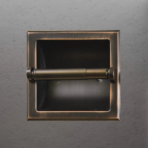 Recessed Wall Mounted Toilet Paper Holder In Oil Rubbed Bronze Heavy Duty Metal Roll Holder With Rear Mounting Bracket