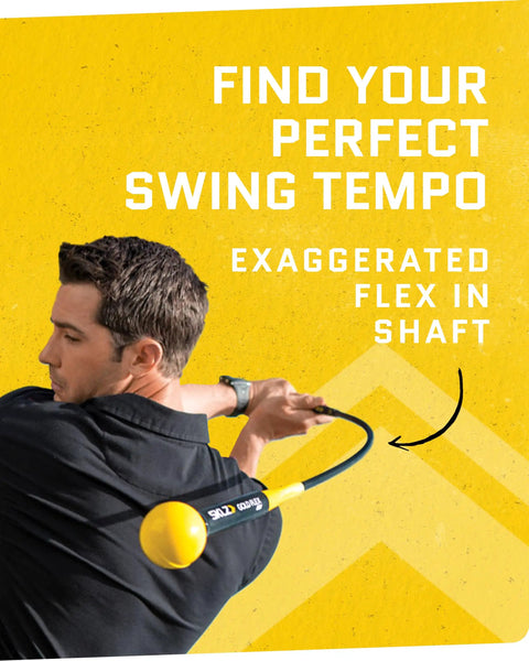 Golfer using Gold Flex Golf Swing Trainer And Warm Up Stick For More Distance Built For Tempo And Power Grip And Balance Drills