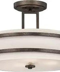Dope Del Ray Three Light Ceiling Fixture In Flemish Bronze With White Opal Glass Or White Fabric Shades