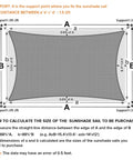 Diagram of 17x31 Foot Light Gray Sun Shade Sail Rectangle Outdoor Canopy with 95 Percent UV Block, curved edge measurements and support points.