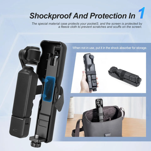 Shockproof Osmo Pocket 3 Handheld Stabilizer Grip Case and Storage Set for Vlog Creators with Mini Z-Axis Anti Shake Handle