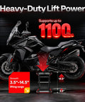 Heavy Duty 1100 Lbs Motorcycle Lift Scissor Jack With Wide Deck Height Adjustable Center Stand holding a motorcycle