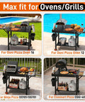 Heavy Duty Pizza Oven Table With Topping Station On Wheels Gigantic Countertop Cart For Large Pizzas And Outdoor Grillin Fits Big Ovens And Most Cart Sizes Easy Assembly Stable Stand For Parties