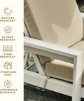 Comfy Outdoor Chaise Lounge Cushion With Removable Cover Water And Fade Resistant 3.5 Inch Thick Foam Support in chair view