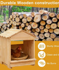 Versatile Portable Chicken Nesting Box with Detachable Ramp for Indoor Outdoor Use, wooden construction with a hen inside.