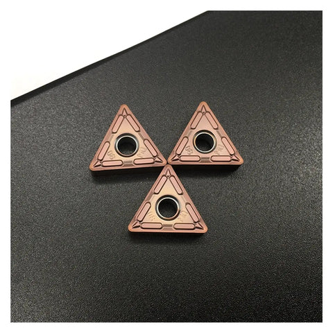 Hot Deal 10 Piece Indexable Carbide Lathe Tool Set TNMG160404 MQ PR1125 external CNC turning inserts, triangular shape.