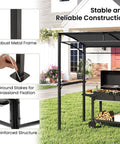 Stable 7 Foot Grill Gazebo With Serving Shelf And Storage Hooks Curved Canopy Shelter With Heavy Duty Steel Frame