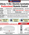 Ultra Smooth 7.9 Inch Motorized Electric Turntable Rotating Display Stand For Product Photography With Remote Control and 360 Degree spinning platform.