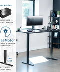 Vivo Black Standing Desk 71 By 36 Inches Electric Height Adjustable Sit Stand Workstation showcasing dual motor system in modern home office.