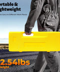 Heavy Duty 13 Ton Hydraulic Bolt Cutter toolbox being carried, portable lightweight design, 12.54lbs, ideal for construction.